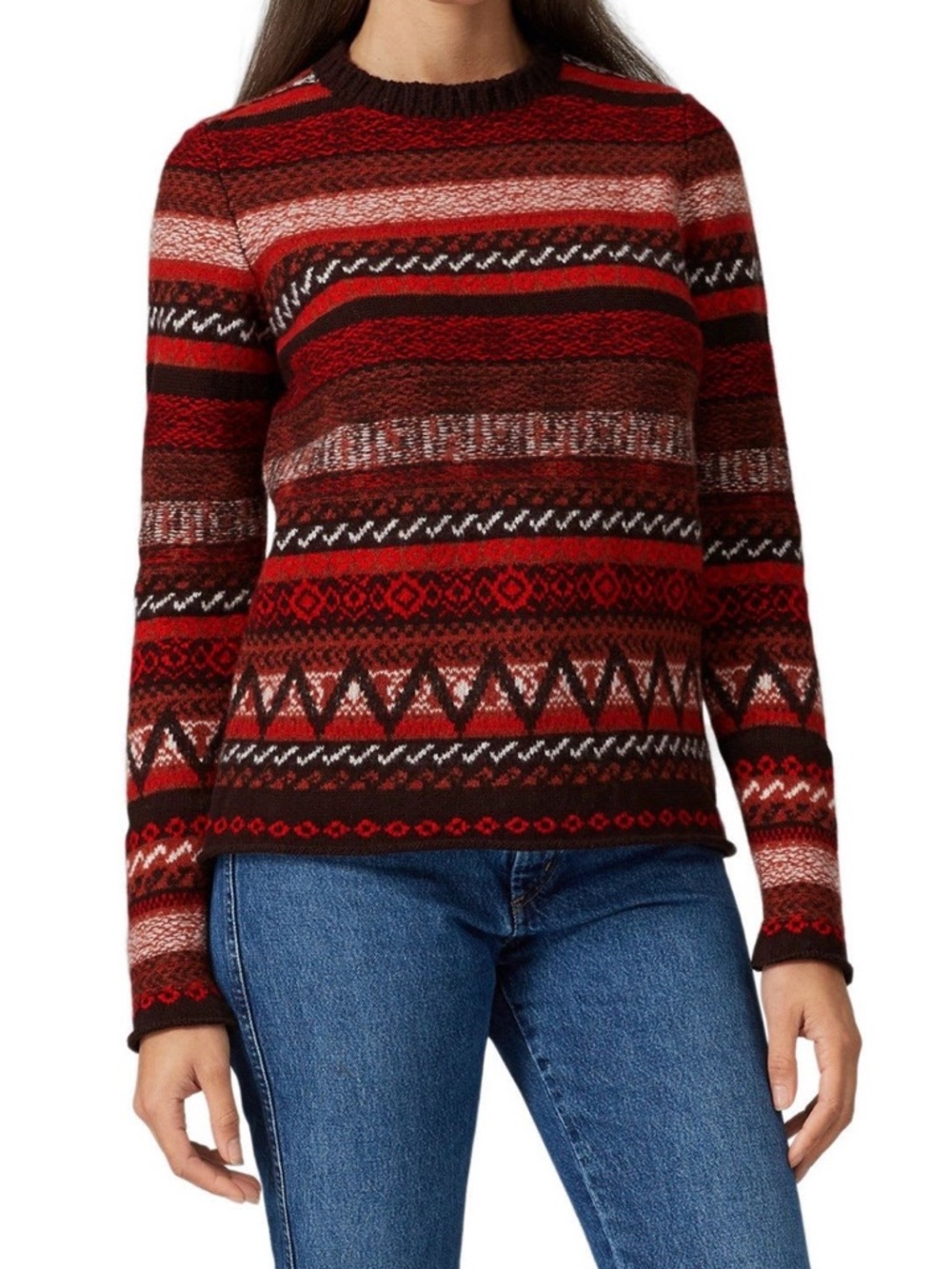 Joseph Red Print Crewneck Sweater~Size S~$595~